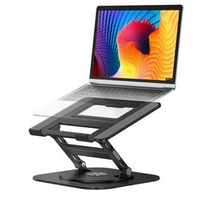 Ergonomic Black Laptop Stand for Home Office